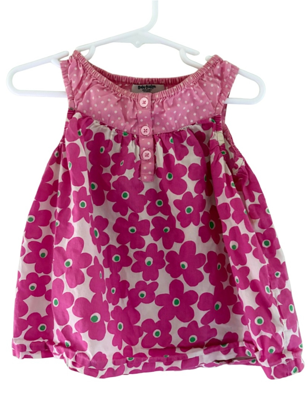 Baby Boden Dress Girls 12-18 Months Pink Floral Babydoll Fit & Flare Preppy